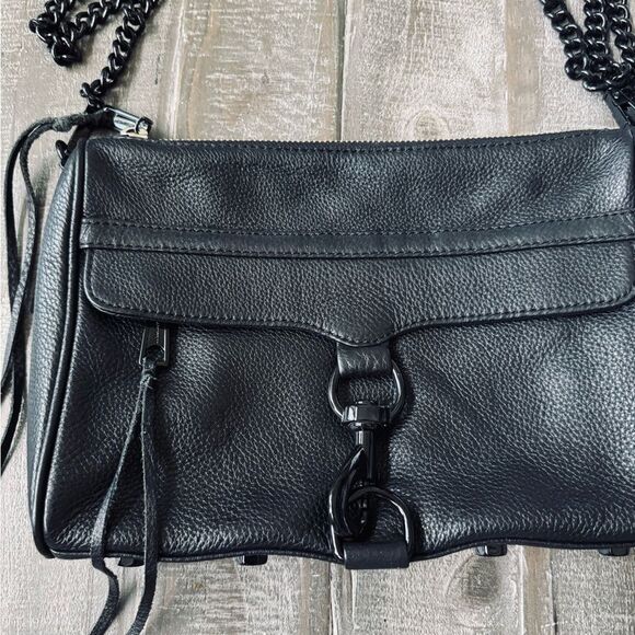 Rebecca Minkoff Black Chain Strap Studded Leather Crossbody Purse Bag - Picture 10 of 10